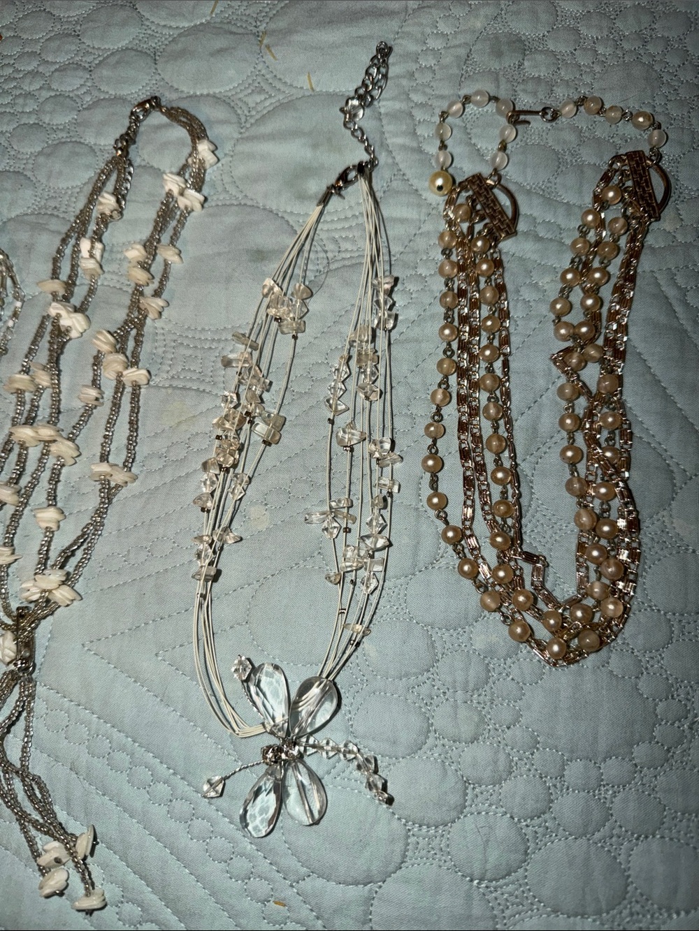 Multi-Strand Pearl & Crystal Necklace Set - Women costume Jewelry